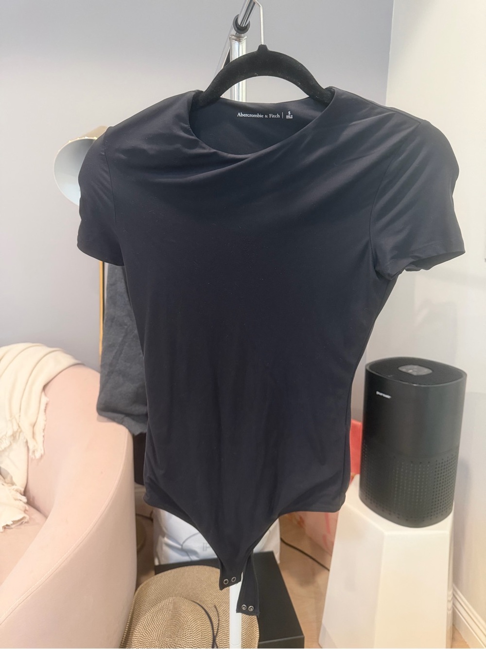Abercrombie & Fitch Black Short-Sleeve Crew Neck Bodysuit